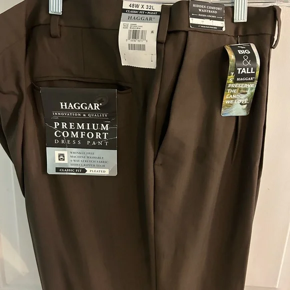 Chocolate brown dress slacks. 48wX32L - Picture 2 of 7